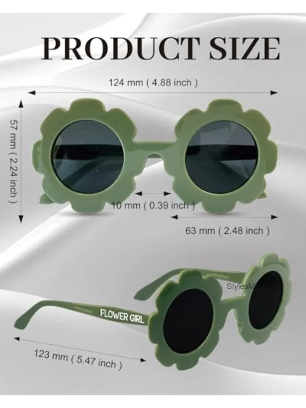 2PCS Flower Girl Gift Sunglasses Daisy Floral Round Shaped for Kids